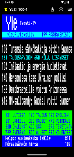 Android application Teksti-TV (Suomi) screenshort