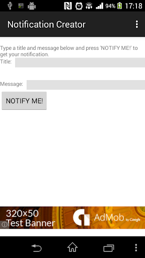 Android application Notification Creator screenshort