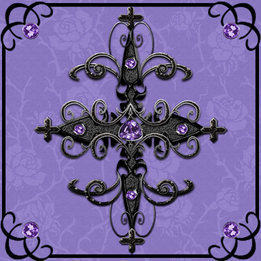 Purple Gothic Cross Go Launche logo