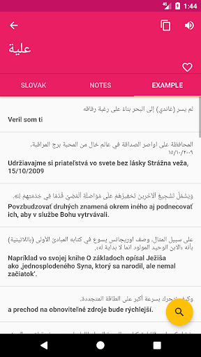 Arabic Slovak Dictionary Screen 3