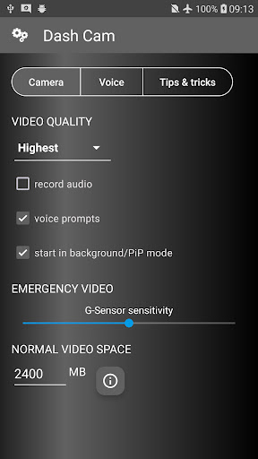Screenshot of Dash Cam - car video recorder