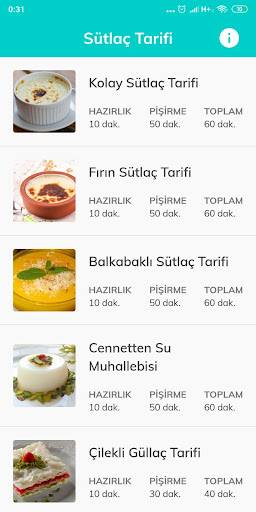 Android application Sütlaç Tarifi [internetsiz] screenshort