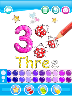 Скачать игру Glitter Number and letters coloring Book for kids для Android бесплатно