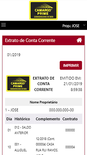 Android application Camargo Prime Administração screenshort