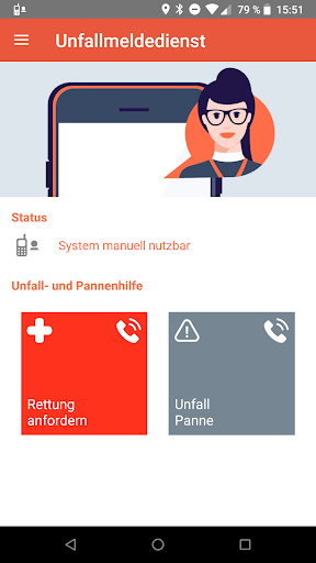Android application Dialog Unfallmeldedienst screenshort
