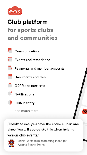 Android application eos for clubs and communities screenshort