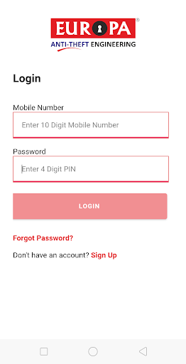 Android application Europa loyalty screenshort