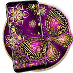 Cover Image of Download Purple Gold Butterfly Keyboard 10001009 APK