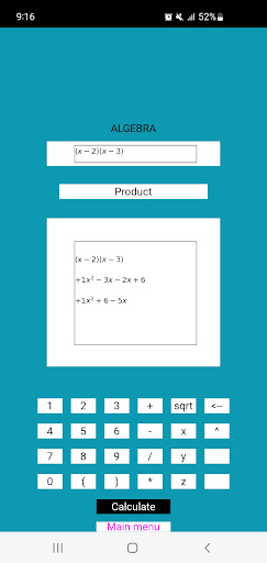Android application MATHS TUTOR screenshort