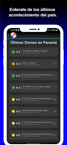 Android application Sismología Panamá screenshort