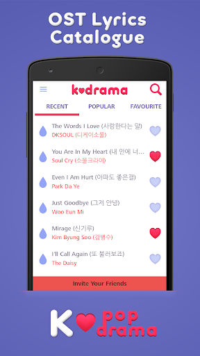 Android application K-drama OST Lyrics Lite screenshort