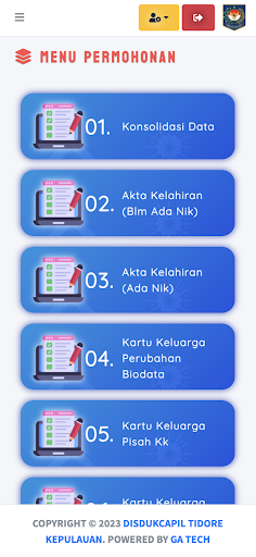 Android application DISDUKCAPIL KOTA TIDORE screenshort