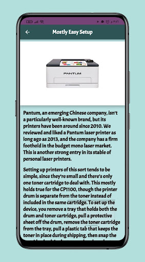 Android application Pantum CP1100 laser Guide screenshort