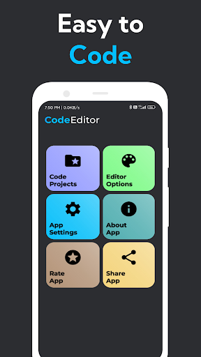 Android application Code Editor -PHP, HTML, Python screenshort