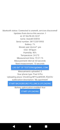 CO2 Tracker Uploader client Screen 2