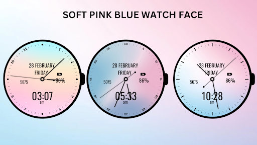 Soft Pink Blue Watch Face screenshot 3