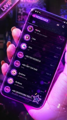Neon Messenger for SMS - Emojiのおすすめ画像1