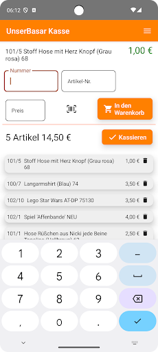 Android application Kasse - UnserBasar screenshort