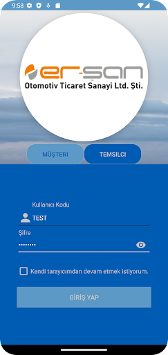 Android application Ersan Otomotiv B4B screenshort