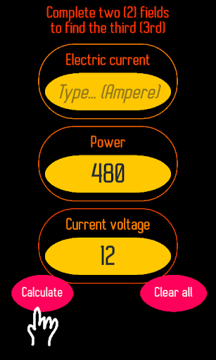 Amp-Watt-Volt Calculator Screen 3