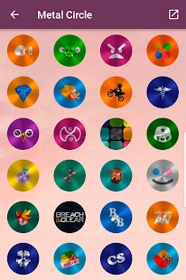 Círculo de metal - Captura de tela do pacote de ícones