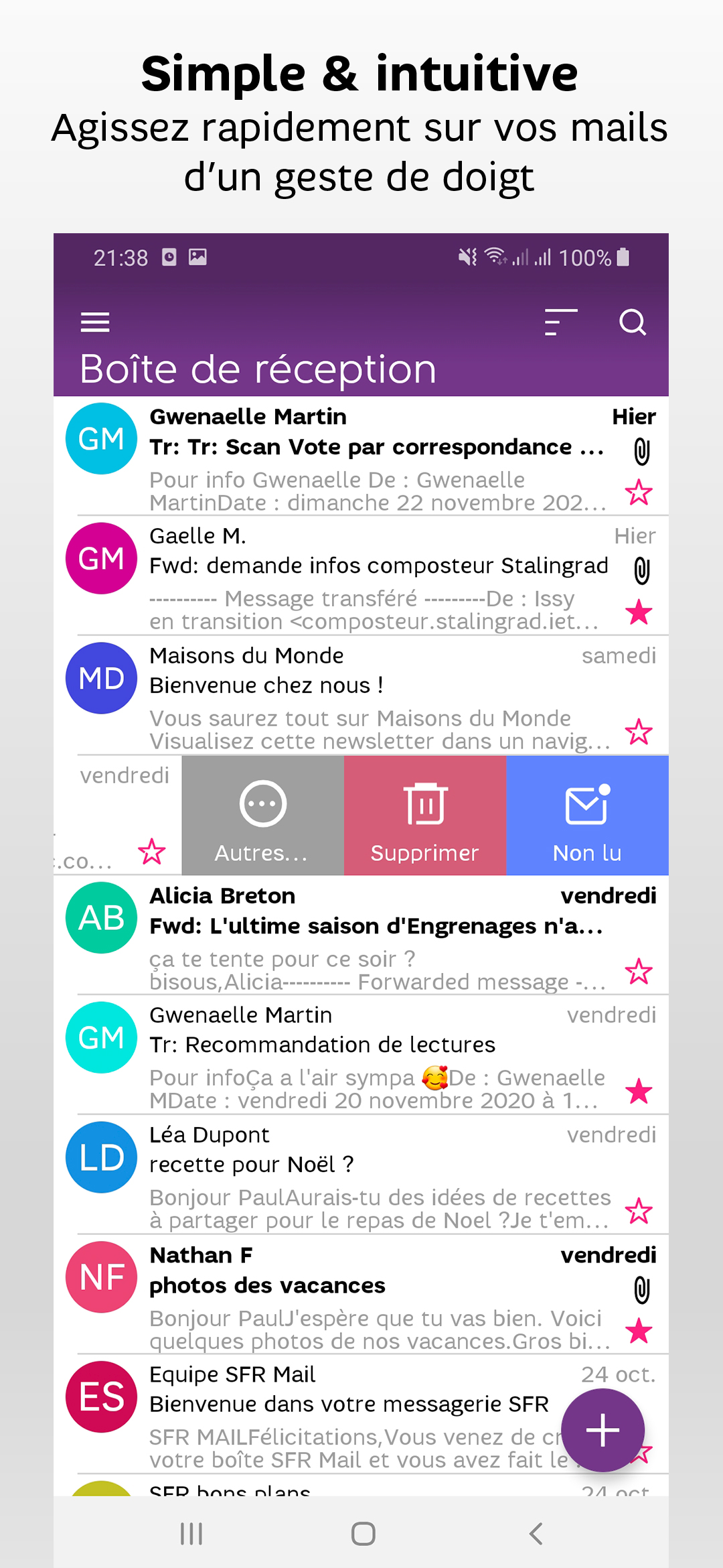 Android application SFR Mail - Boîte mail & Messagerie screenshort