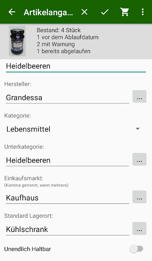 Vorratsübersicht Screen 3