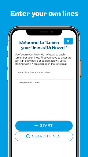 Android application Learn your lines with Wozzol screenshort