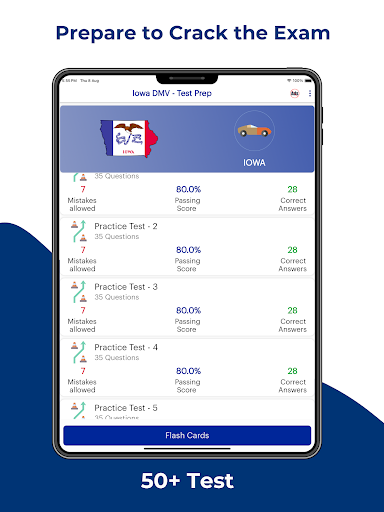 Screenshot of Iowa DOT Permit Practice