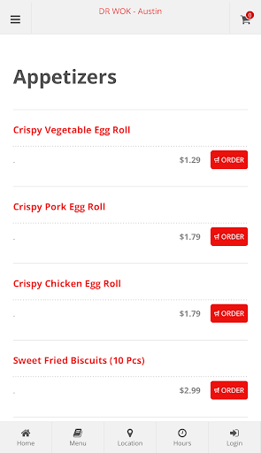 DR WOK Austin Online Ordering Screen 2