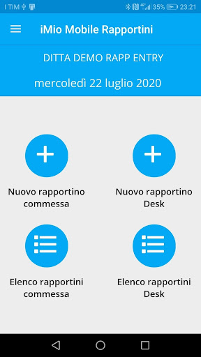 Android application iMio Mobile Rapportini screenshort
