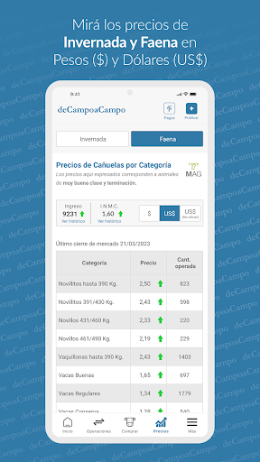 Android application de Campo a Campo screenshort
