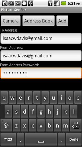 Android application Picture Sender screenshort