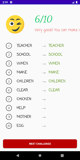 Word challenge Screen 3