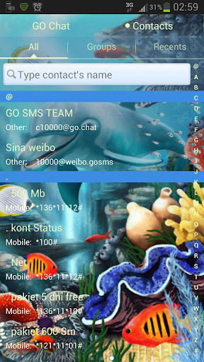 Sea Fish Theme GO SMS Pro Screen 3