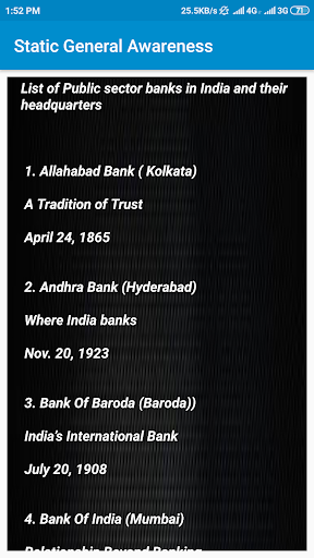 Static General Awareness