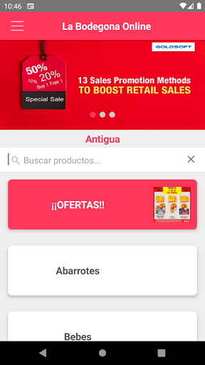 Android application La Bodegona screenshort