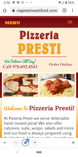 Pizzeria Presti Westford Screen 3