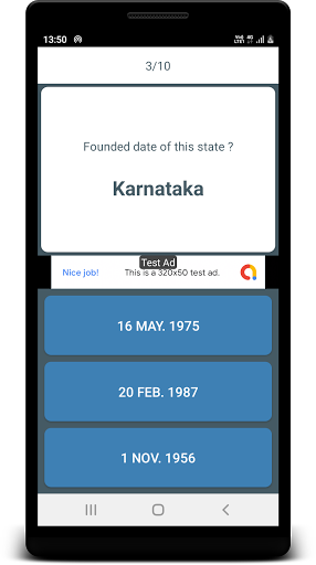 Indian States Capitals Quiz Screen 2