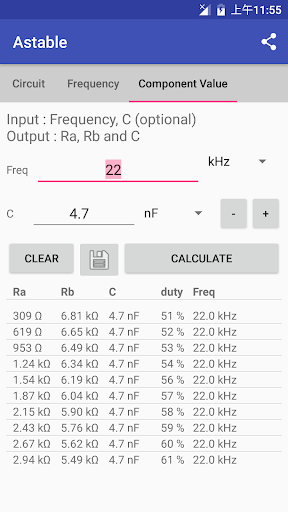 Timer IC 555 Calculator 3.4.40 screenshots 4