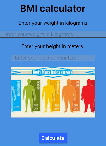 Android application Be fit not fat BMI calculator screenshort
