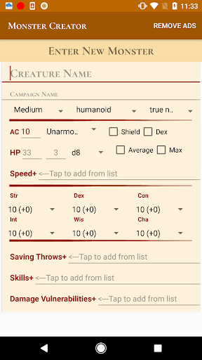 5e Monster Creator Screen 2