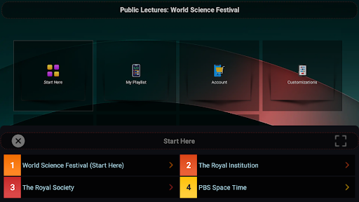 Screenshot of World Science Festival TV