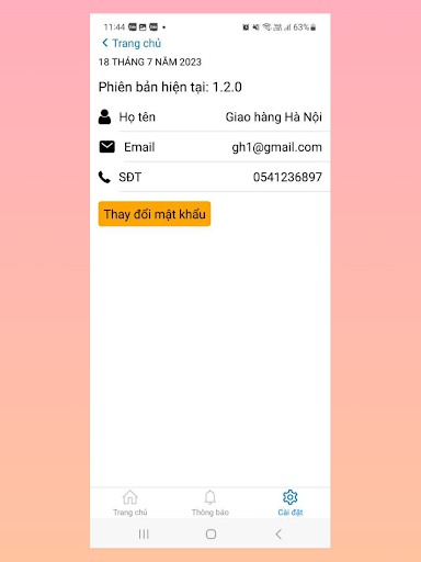 Android application Vinh Gia Giao Hàng screenshort