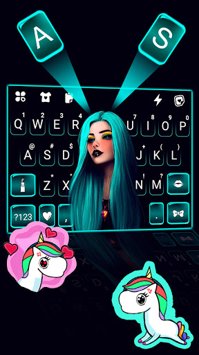 Gothic Neon Girl Keyboard Back Screen 2
