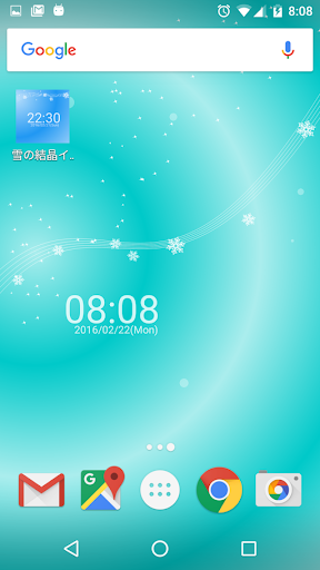 雪の結晶イメージと時計 ライブ壁紙 Screen 2