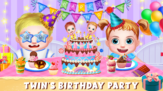 Twins Baby Birthday Cake Party Unknown