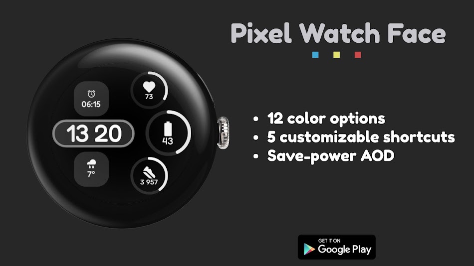 #9. Pixel Watch Face (Android) di: VG Faces