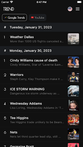 Android application TREND - Realtime Trends screenshort