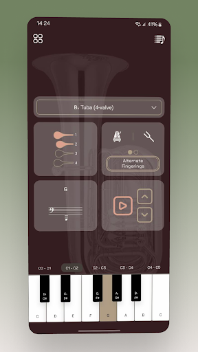 Screenshot of Tuba Fingering Chart